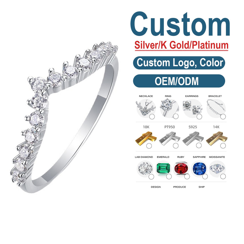 V-Shaped Moissanite Chevron Ring - Dainty S925 Band - Moisse & Silver Co.