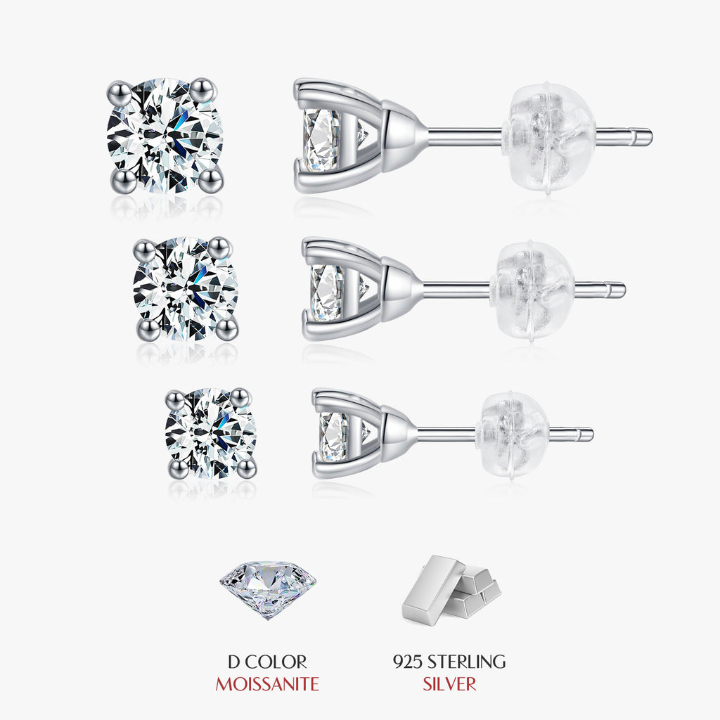Sparkling Moissanite Stud Earrings - 1.0ct to 2.0ct D Color S925 - Moisse & Silver Co.