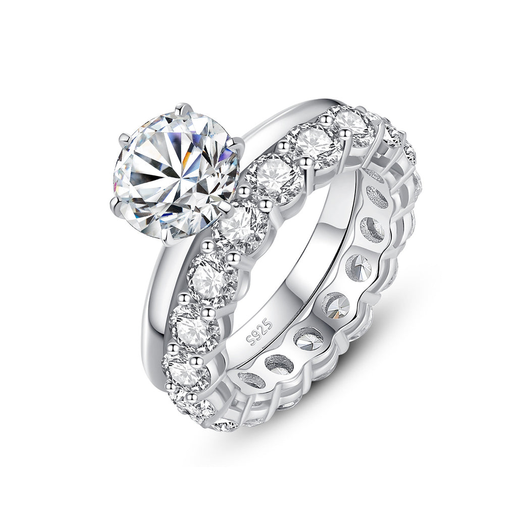 Classic Engagement Ring & Band Set - Moissanite S925 - Moisse & Silver Co.