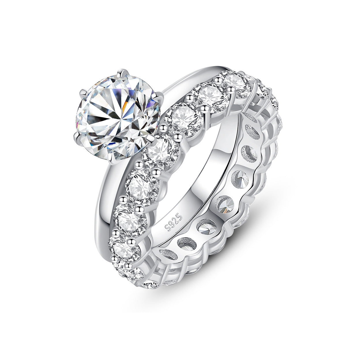 Classic Engagement Ring & Band Set - Moissanite S925 - Moisse & Silver Co.