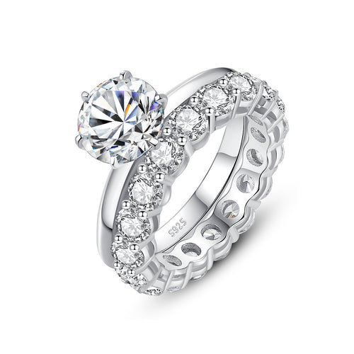 Classic Engagement Ring & Band Set - Moissanite S925 - Moisse & Silver Co.