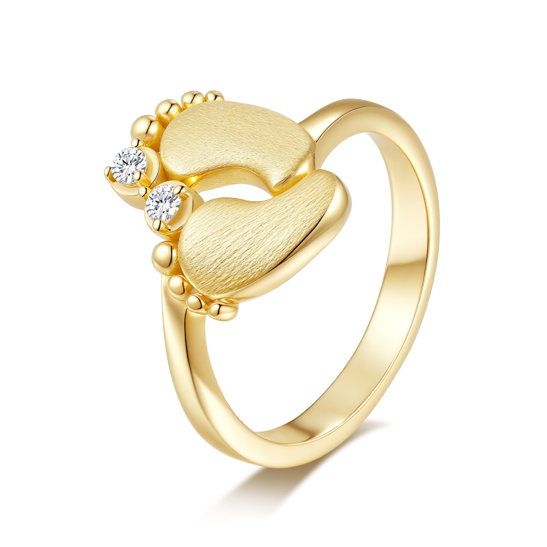 Italian Brushed Minimalist Moissanite Ring in 14K Gold Plated 925 Silver | Moisse & Silver Co. | #61 - Moisse & Silver Co.