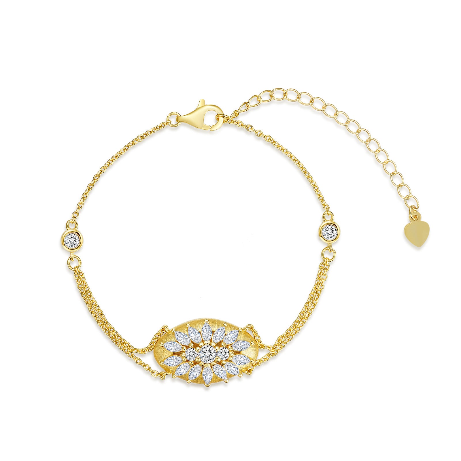 Vintage Minimalist Luxury Floral Moissanite Bracelet - 14K Gold Plated 925 Sterling Silver | MS-G38 in 14K Gold Plated 925 Silver | Moisse & Silver Co. - Moisse & Silver Co.
