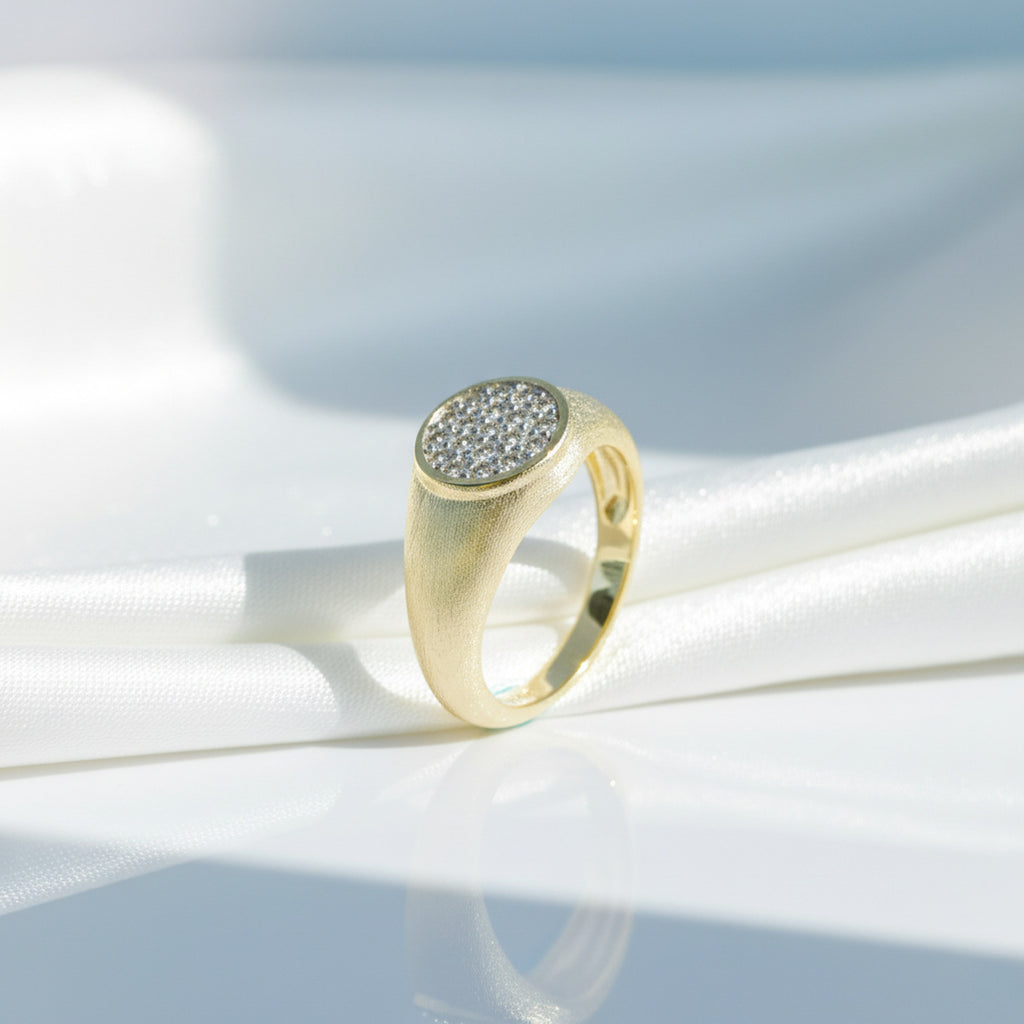 Classic Italian Brushed Solitaire Moissanite Ring in 14K Gold Plated 925 Silver | Moisse & Silver Co. - Moisse & Silver Co.