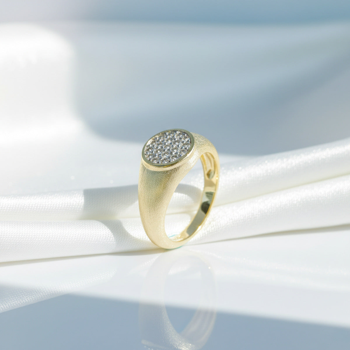 Classic Italian Brushed Solitaire Moissanite Ring in 14K Gold Plated 925 Silver | Moisse & Silver Co. - Moisse & Silver Co.