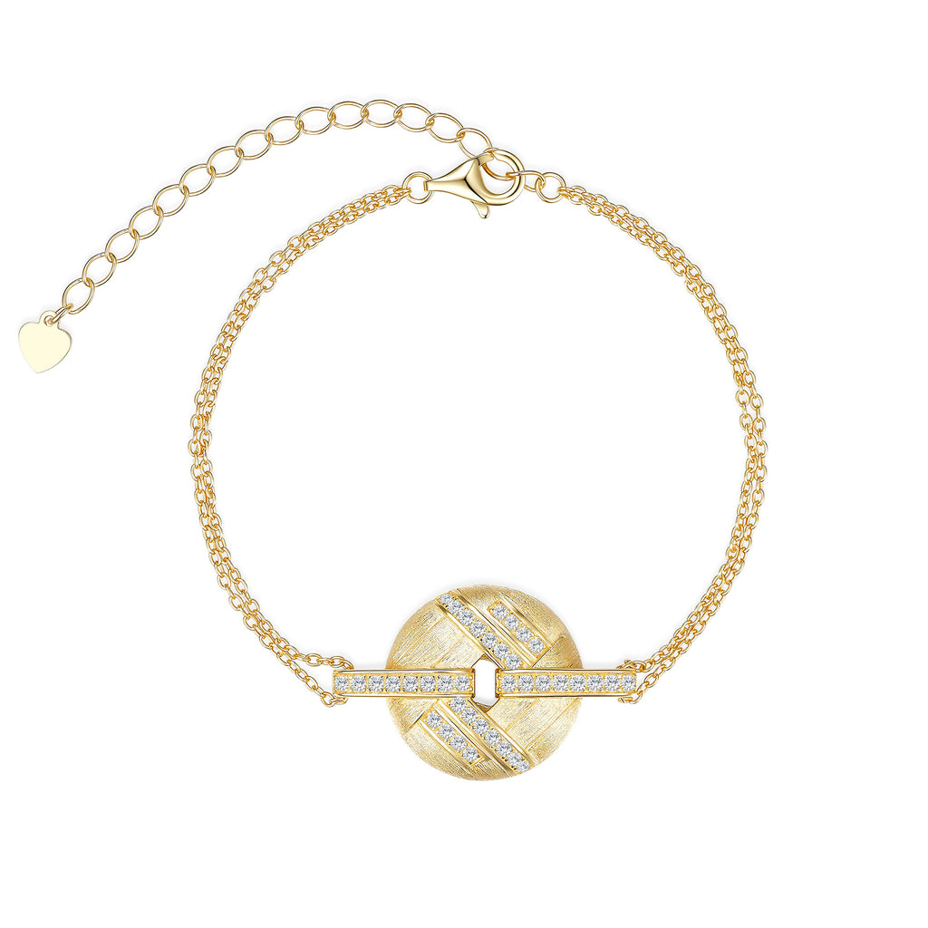 Italian Brushed Moissanite Bracelet - 14K Gold Plated 925 Sterling Silver | MS-G105 in 14K Gold Plated 925 Silver | Moisse & Silver Co. - Moisse & Silver Co.