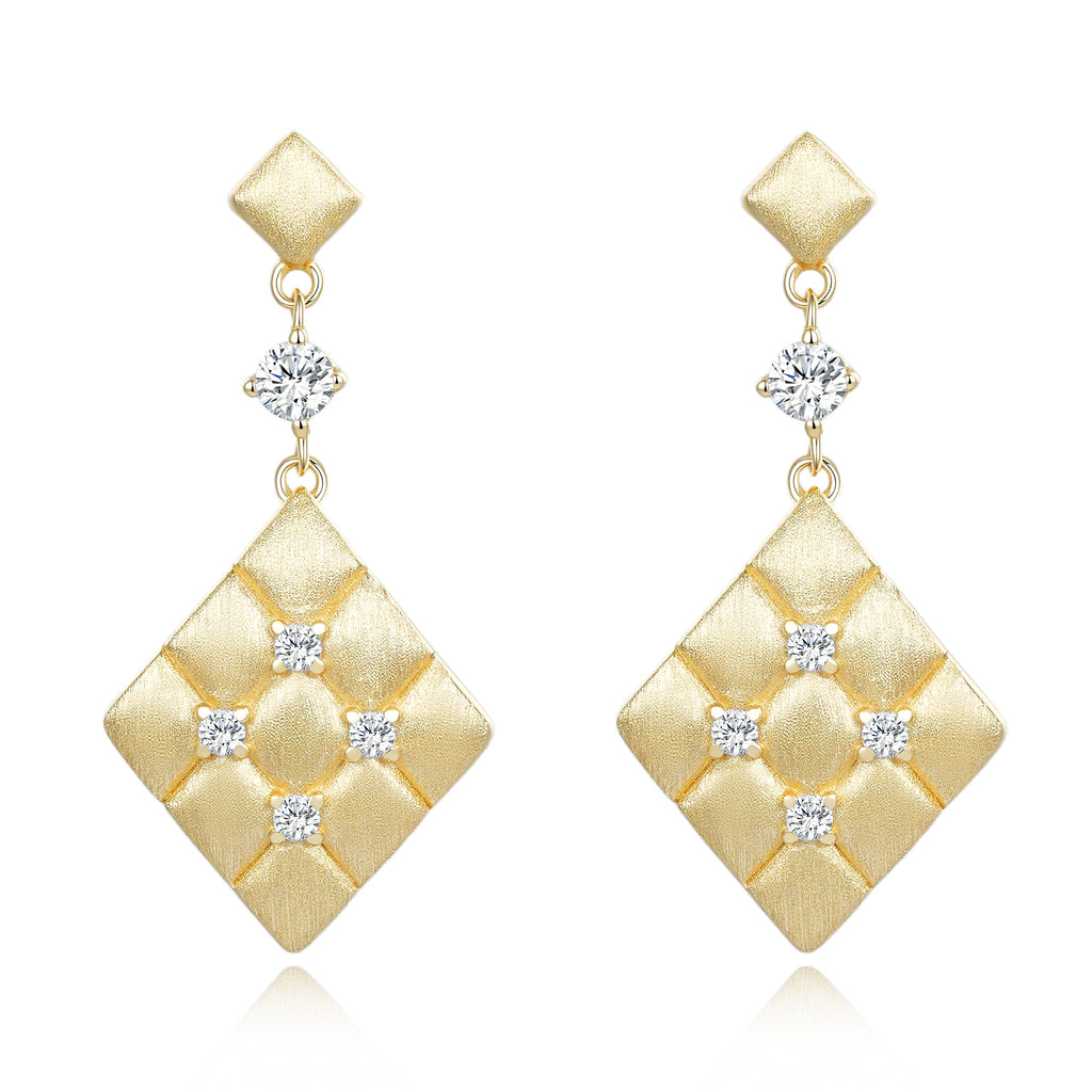 Moissanite Rigato Brushed 925 Sterling Silver Earrings | Vintage Luxury
