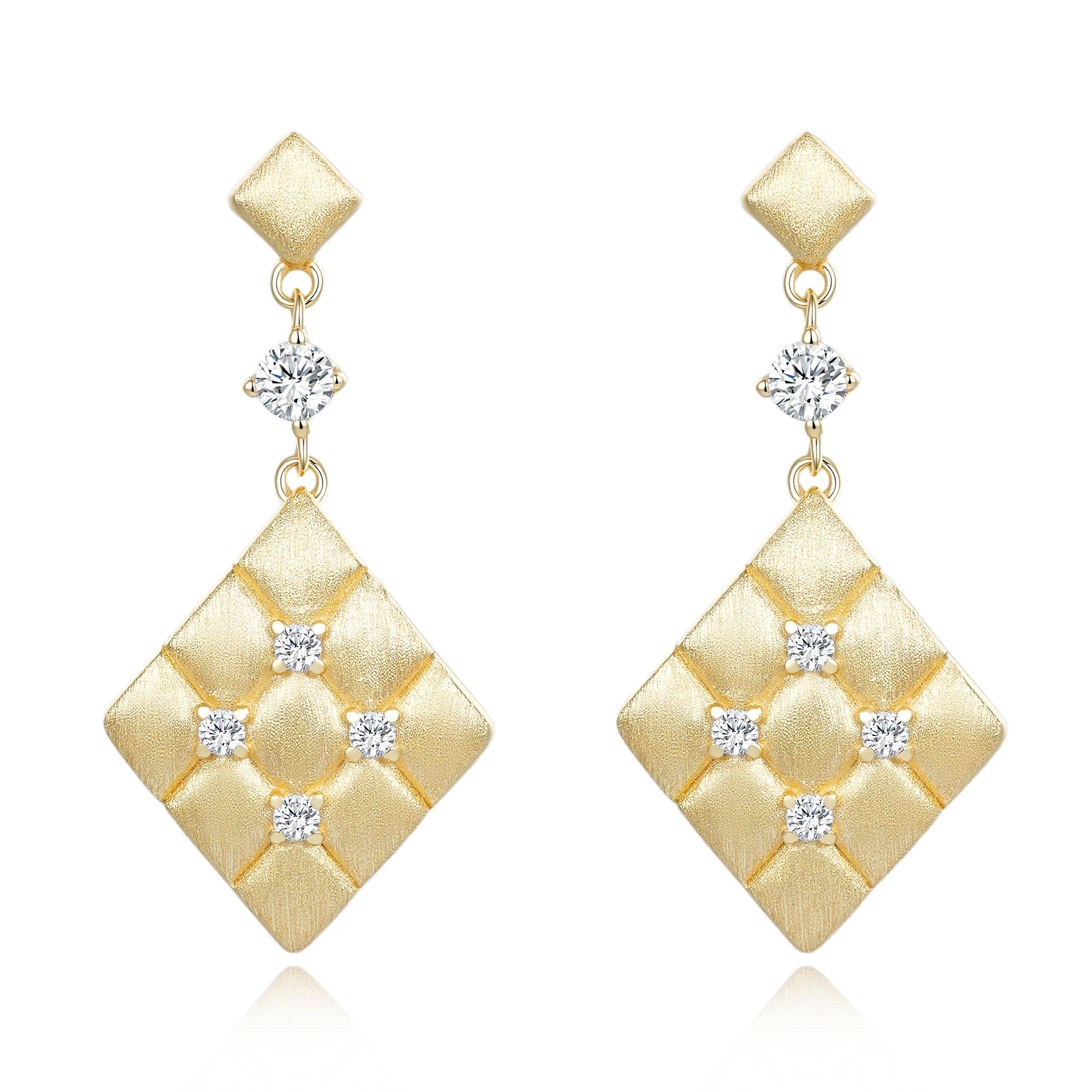 Moissanite Rigato Brushed 925 Sterling Silver Earrings | Vintage Luxury