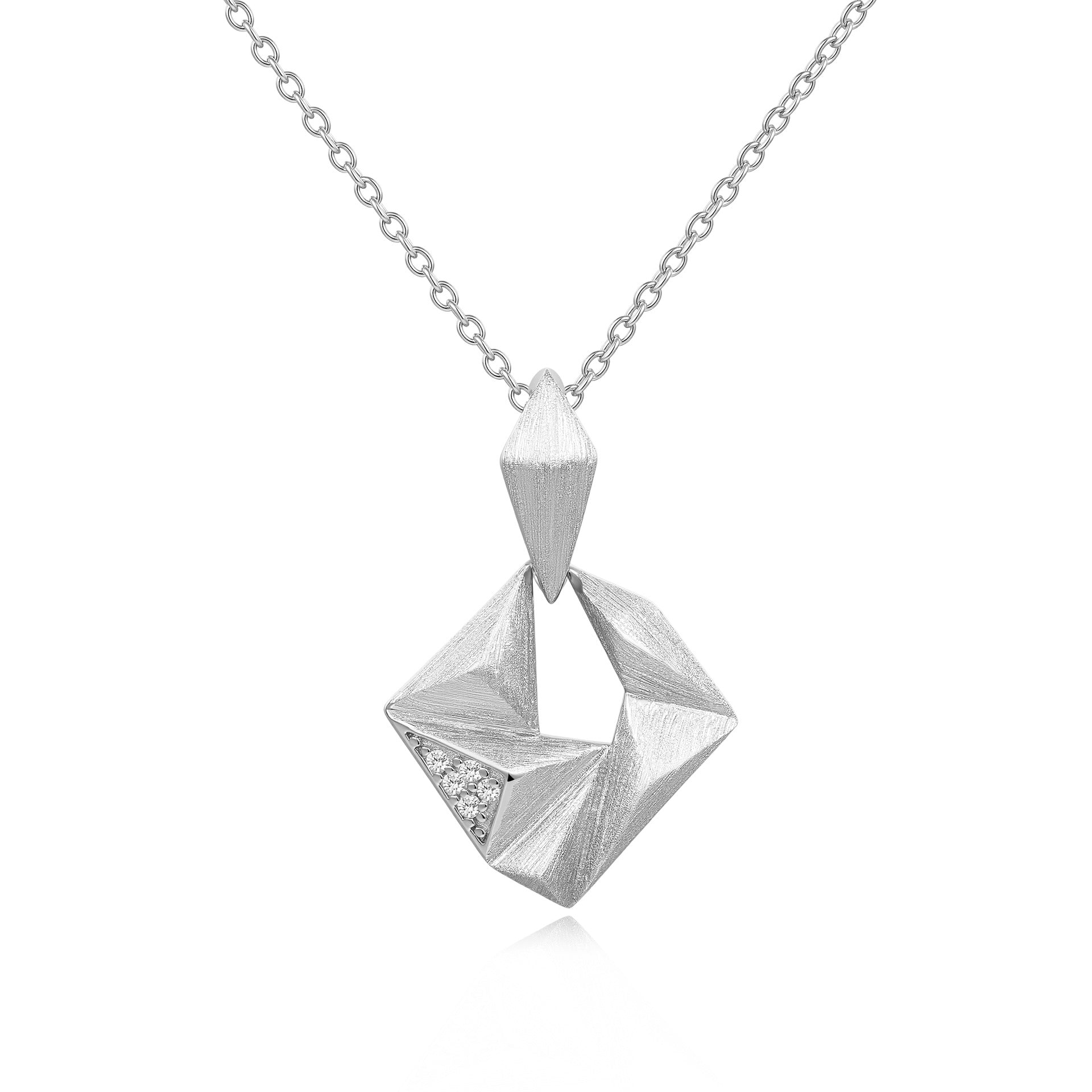 Moissanite Rigato Brushed 925 Sterling Silver 18K Gold Vermeil Necklace | Vintage Luxury