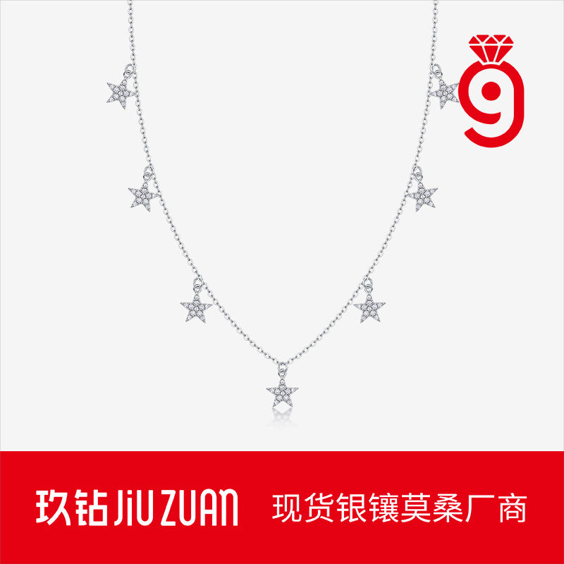 INS Gold Moissanite Necklace - 925 Silver 18K Gold Plated #17 - Moisse & Silver Co.