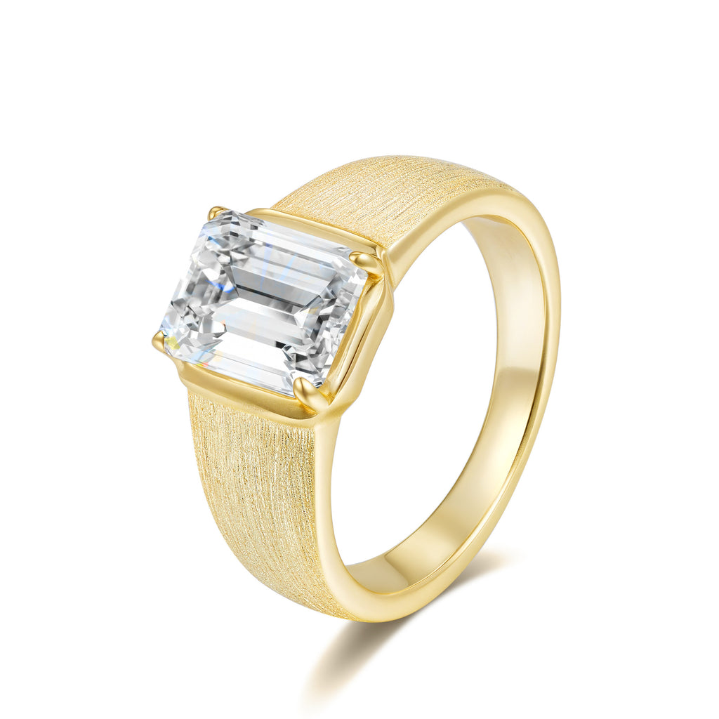 Italian Brushed Pear Cut Moissanite Ring in 14K Gold Plated 925 Silver | Moisse & Silver Co. | #65 - Moisse & Silver Co.