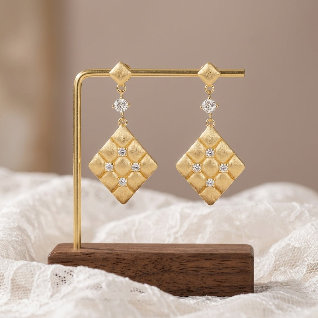 Moissanite Rigato Brushed 925 Sterling Silver Earrings | Vintage Luxury