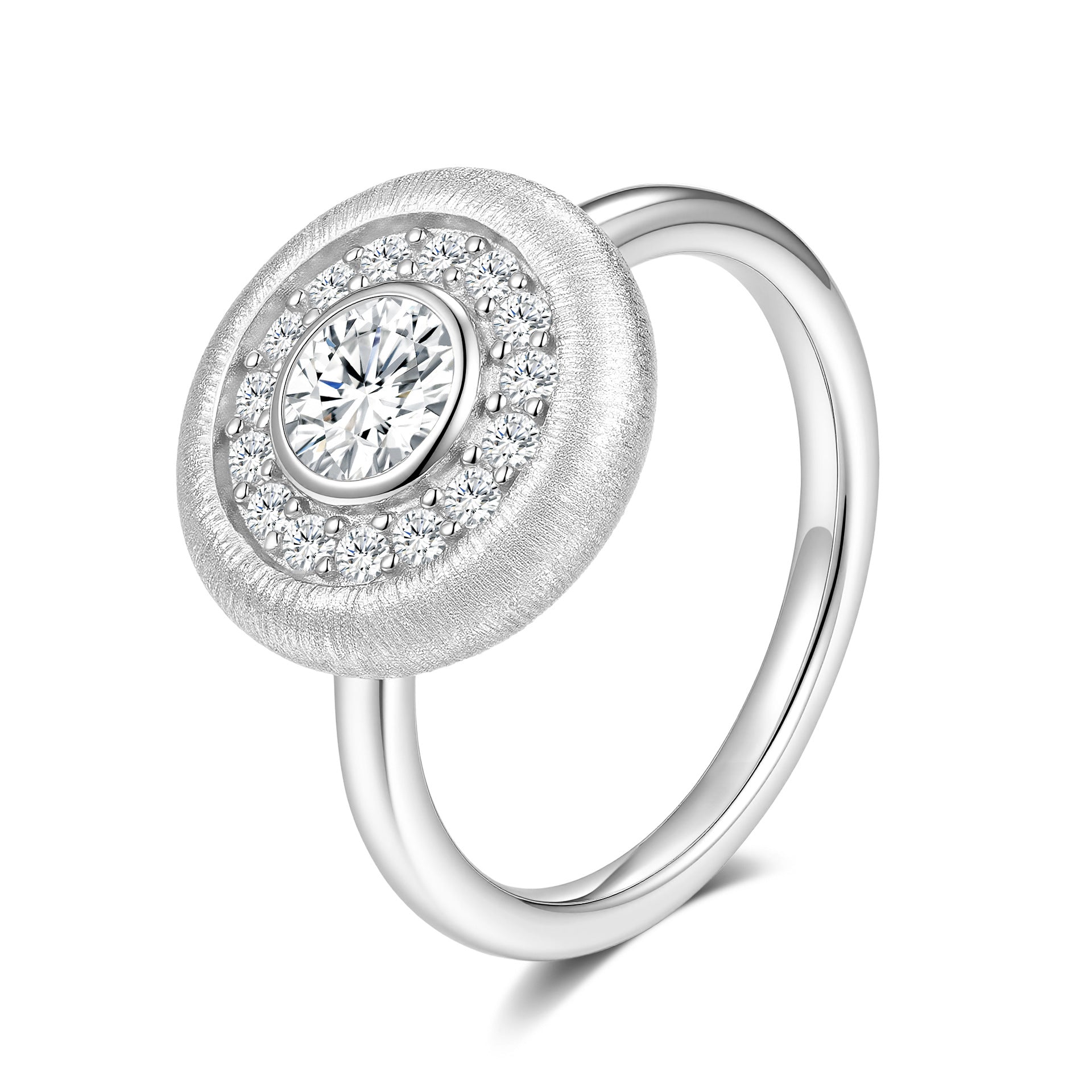 Moissanite Rigato Brushed 925 Sterling Silver 18K Gold Vermeil Ring | Vintage Luxury