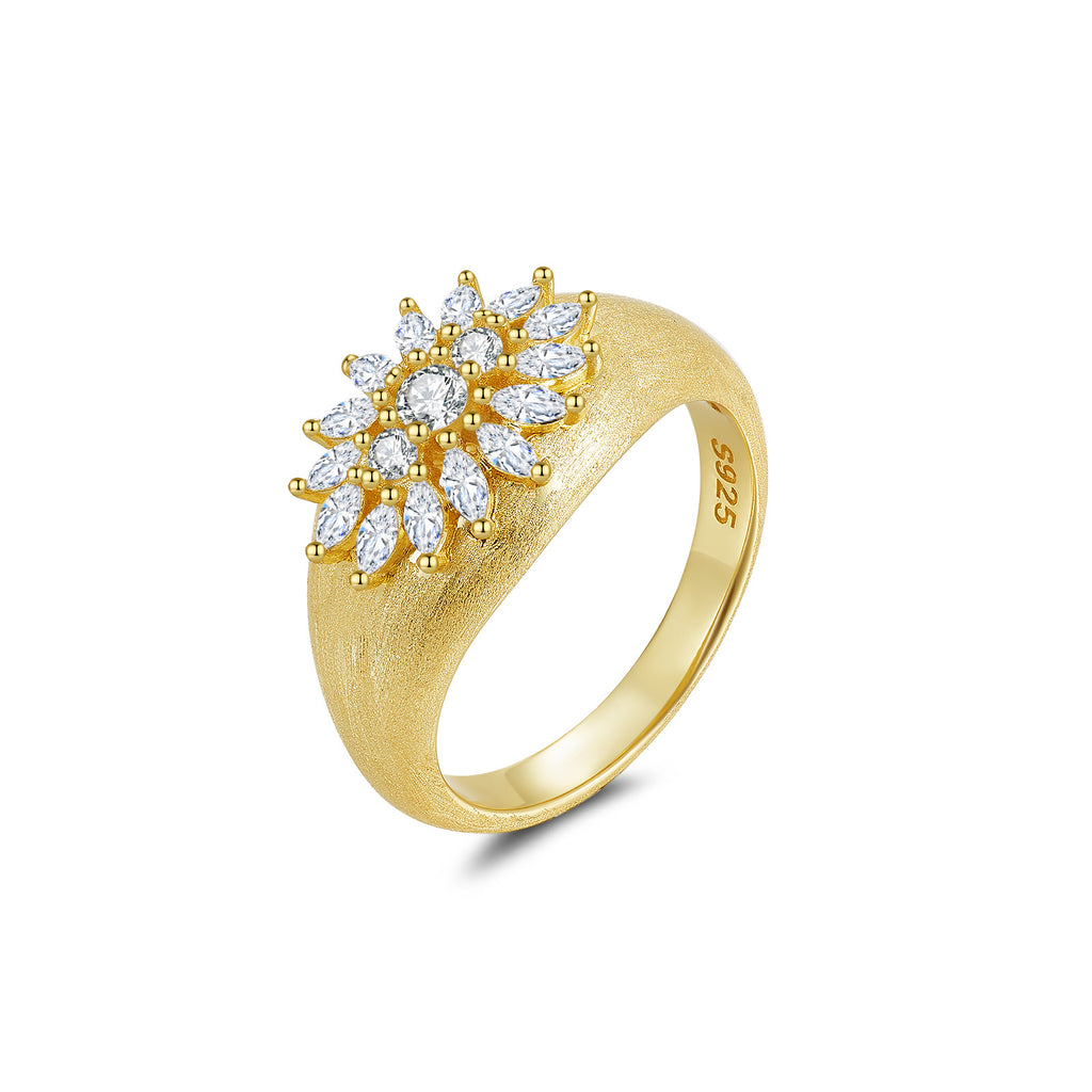Italian Brushed Minimalist Luxury Moissanite Ring in 14K Gold Plated 925 Silver | Moisse & Silver Co. | #41 - Moisse & Silver Co.
