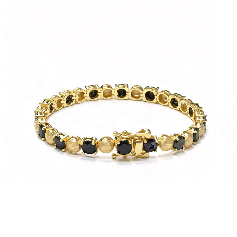 Italian Brushed Moissanite Bracelet - 14K Gold Plated 925 Sterling Silver | MS-G69 in 14K Gold Plated 925 Silver | Moisse & Silver Co. - Moisse & Silver Co.