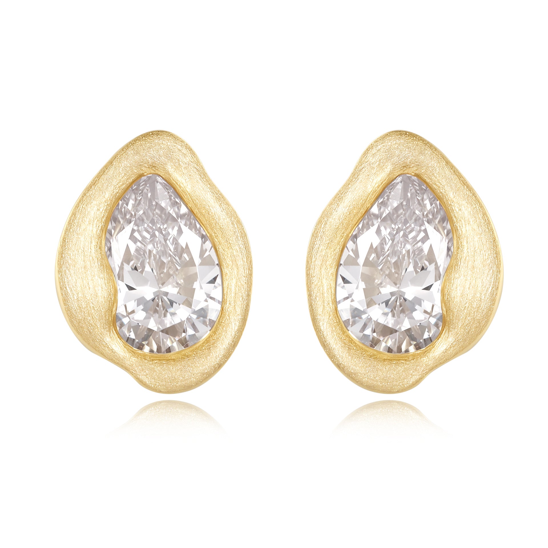 Italian Brushed Minimalist Luxury Moissanite Ring - 14K Gold Plated 925 Sterling Silver | MS-G4 in 14K Gold Plated 925 Silver | Moisse & Silver Co. - Moisse & Silver Co.