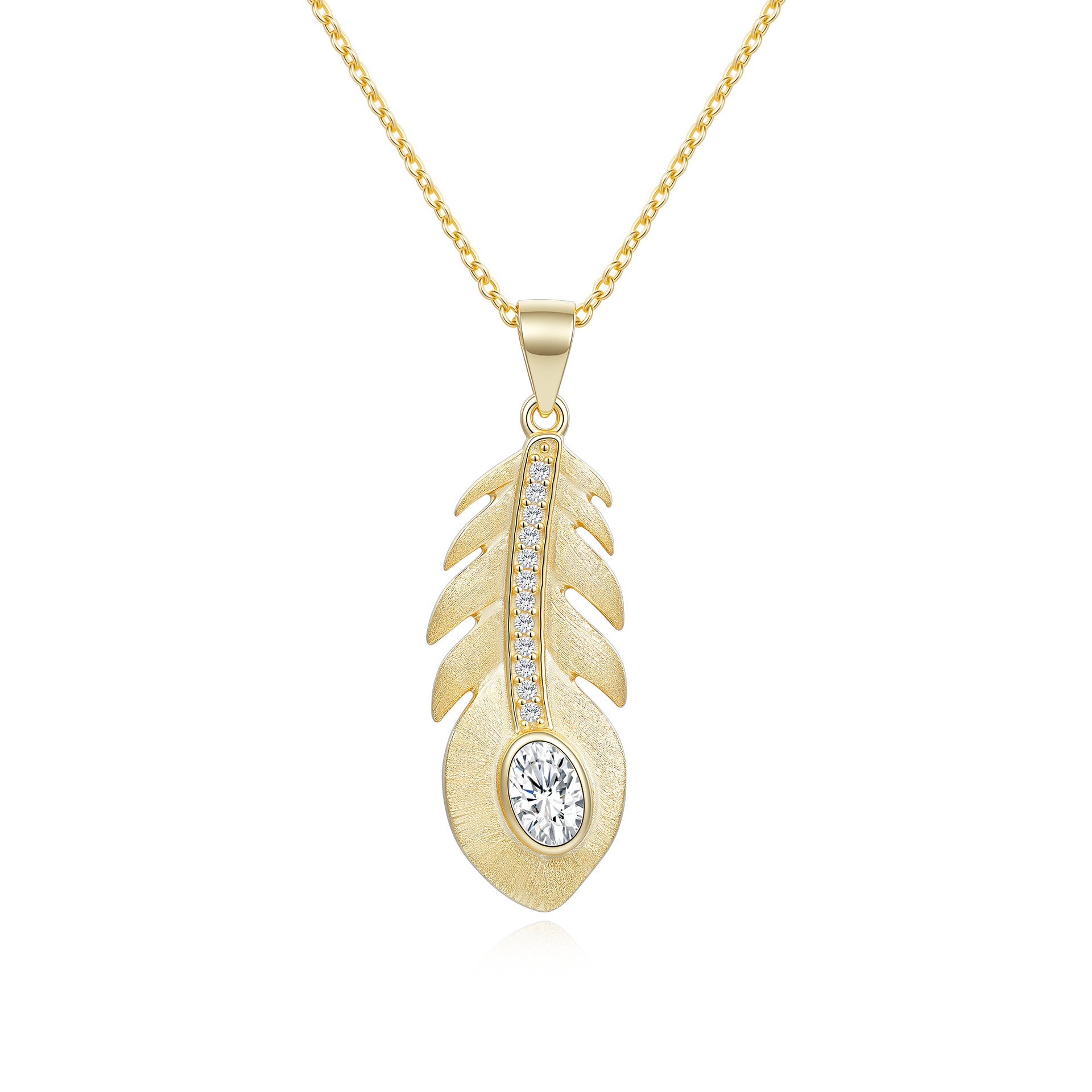 Italian Brushed Minimalist Luxury Moissanite Necklace in 14K Gold Plated 925 Silver | Moisse & Silver Co. | #144 - Moisse & Silver Co.