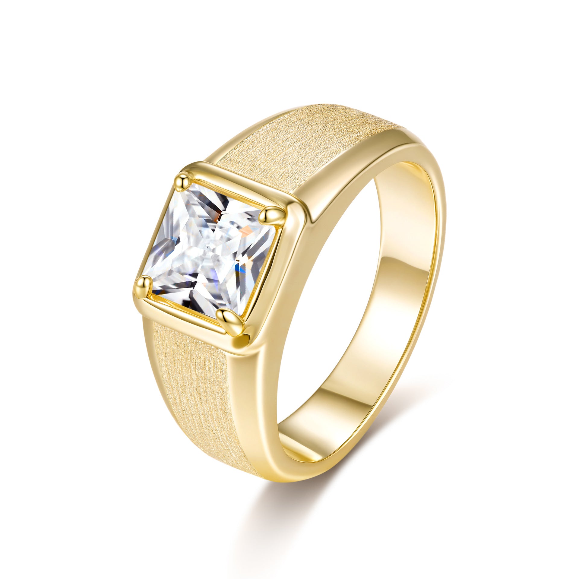Men's Vintage Italian Brushed Moissanite Band 14K Gold in 14K Gold Plated 925 Silver | Moisse & Silver Co. - Moisse & Silver Co.