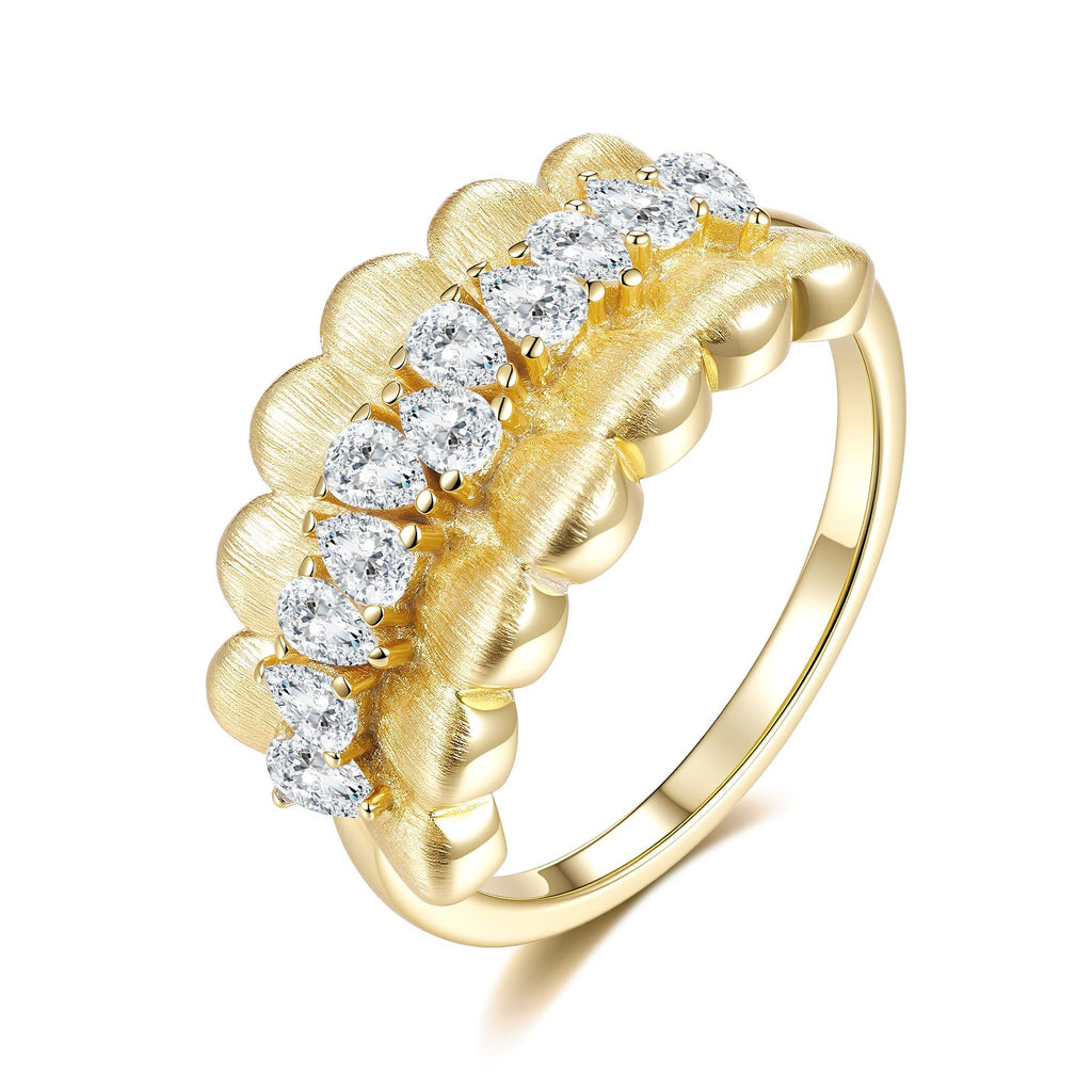 Italian Brushed Luxury Pear Cut Moissanite Ring in 14K Gold Plated 925 Silver | Moisse & Silver Co. | #59 - Moisse & Silver Co.