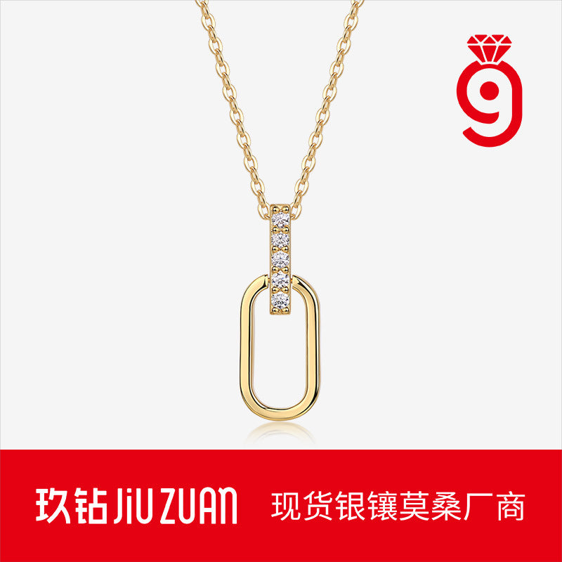 INS Gold Moissanite Necklace - 925 Silver 18K Gold Plated #6 - Moisse & Silver Co.