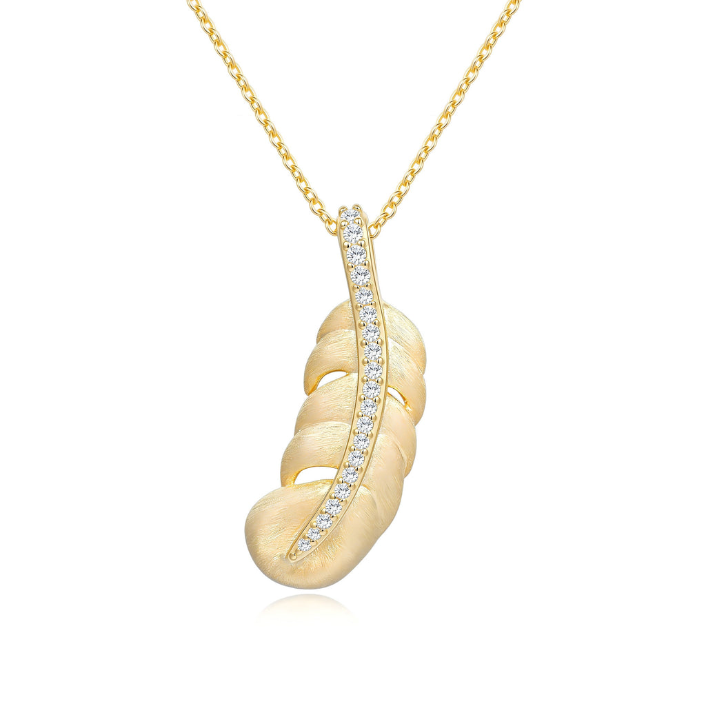 Italian Brushed Minimalist Luxury Moissanite Necklace in 14K Gold Plated 925 Silver | Moisse & Silver Co. | #135 - Moisse & Silver Co.