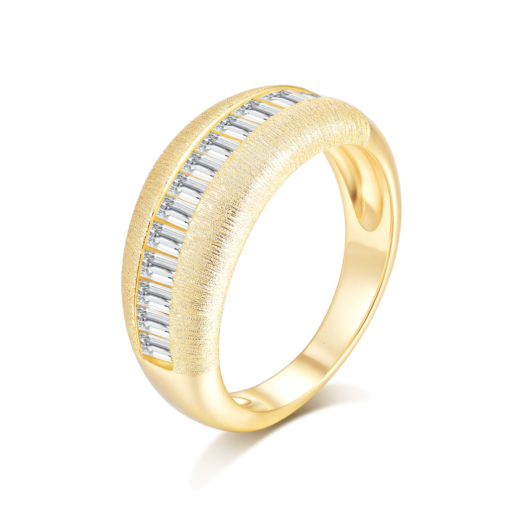 Italian Brushed Vintage Radiant Cut Moissanite Ring in 14K Gold Plated 925 Silver | Moisse & Silver Co. | #81 - Moisse & Silver Co.