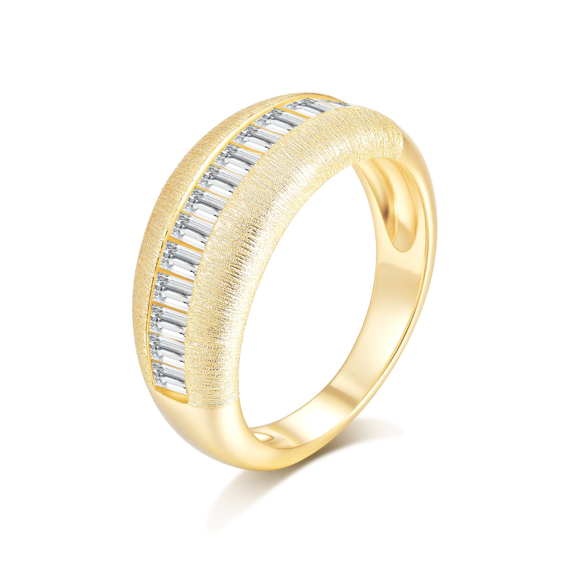 Italian Brushed Vintage Radiant Cut Moissanite Ring in 14K Gold Plated 925 Silver | Moisse & Silver Co. | #81 - Moisse & Silver Co.