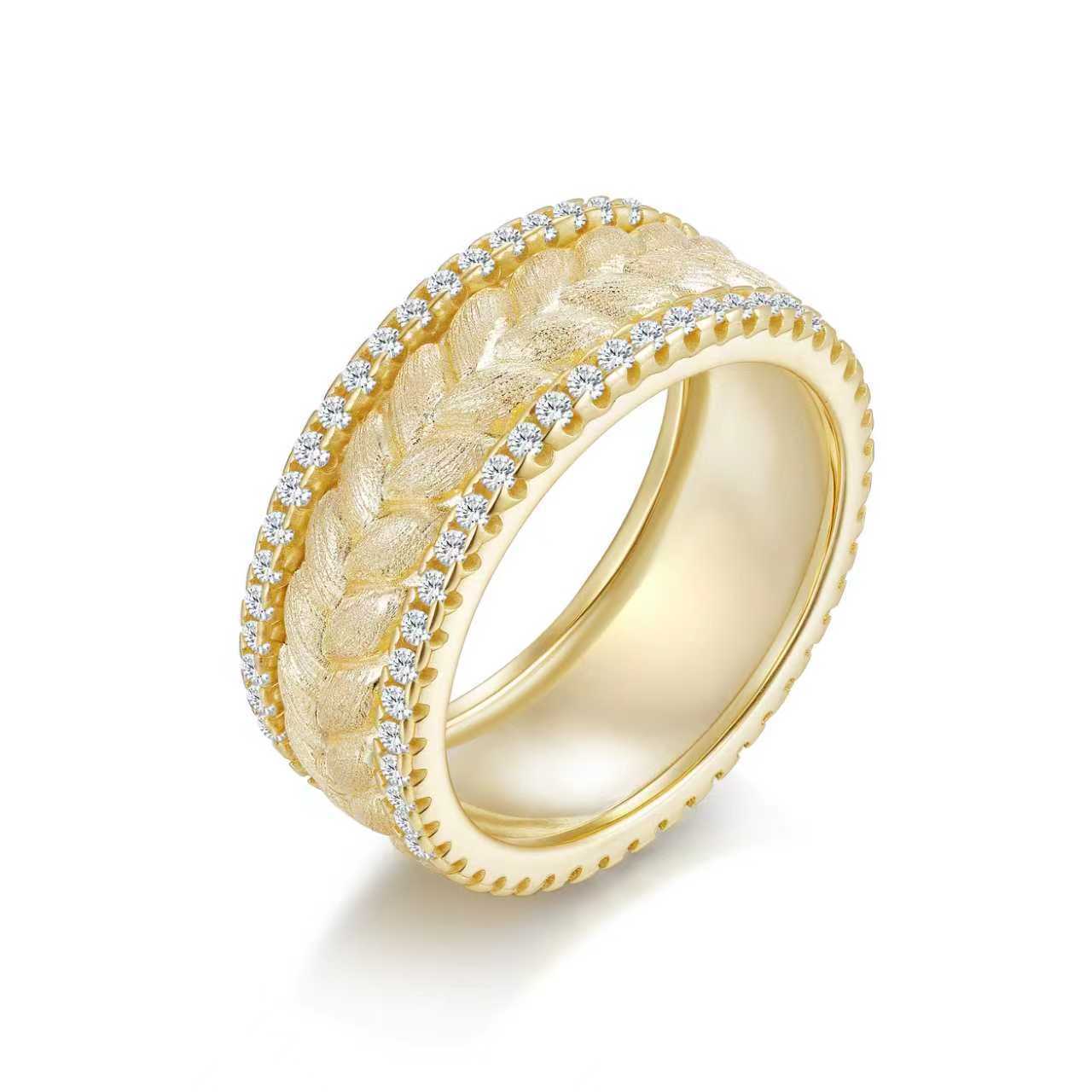 Italian Brushed Vintage Luxury Moissanite Ring in 14K Gold Plated 925 Silver | Moisse & Silver Co. | #32 - Moisse & Silver Co.