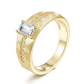 Moissanite Rigato Brushed 925 Sterling Silver Ring | Vintage Luxury