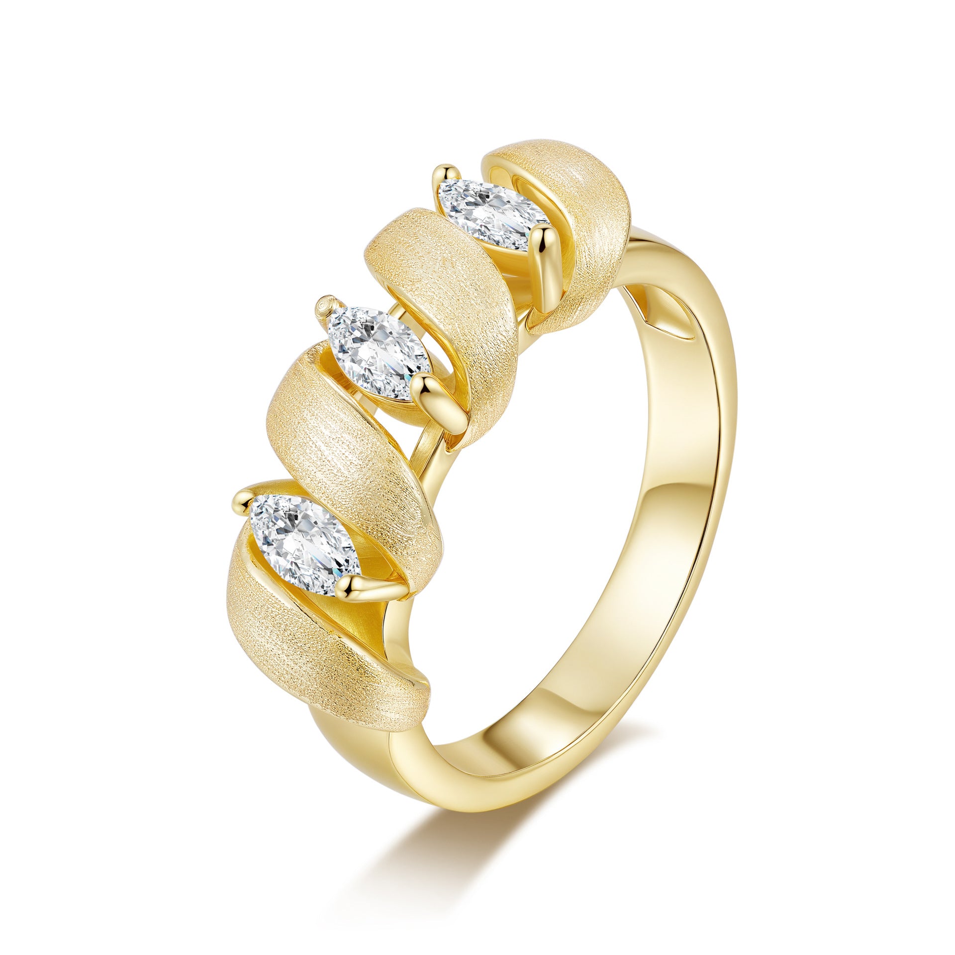 Italian Brushed Vintage Luxury Moissanite Ring in 14K Gold Plated 925 Silver | Moisse & Silver Co. | #67 - Moisse & Silver Co.