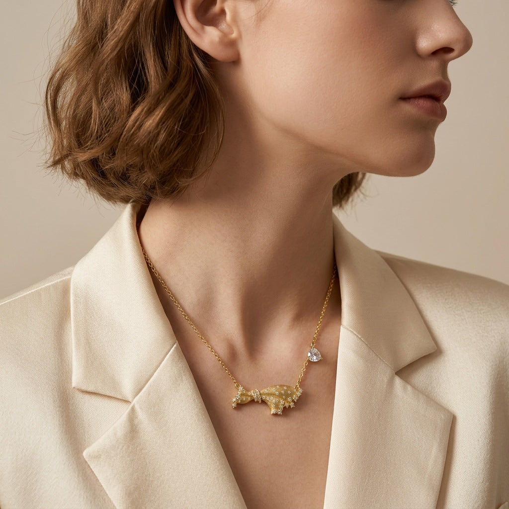 Moissanite Rigato Brushed 925 Sterling Silver 18K Gold Vermeil Necklace | Vintage Luxury