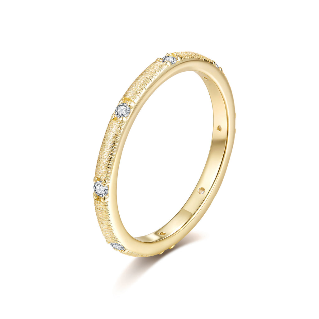 Italian Brushed Minimalist Luxury Moissanite Ring in 14K Gold Plated 925 Silver | Moisse & Silver Co. | #1 - Moisse & Silver Co.