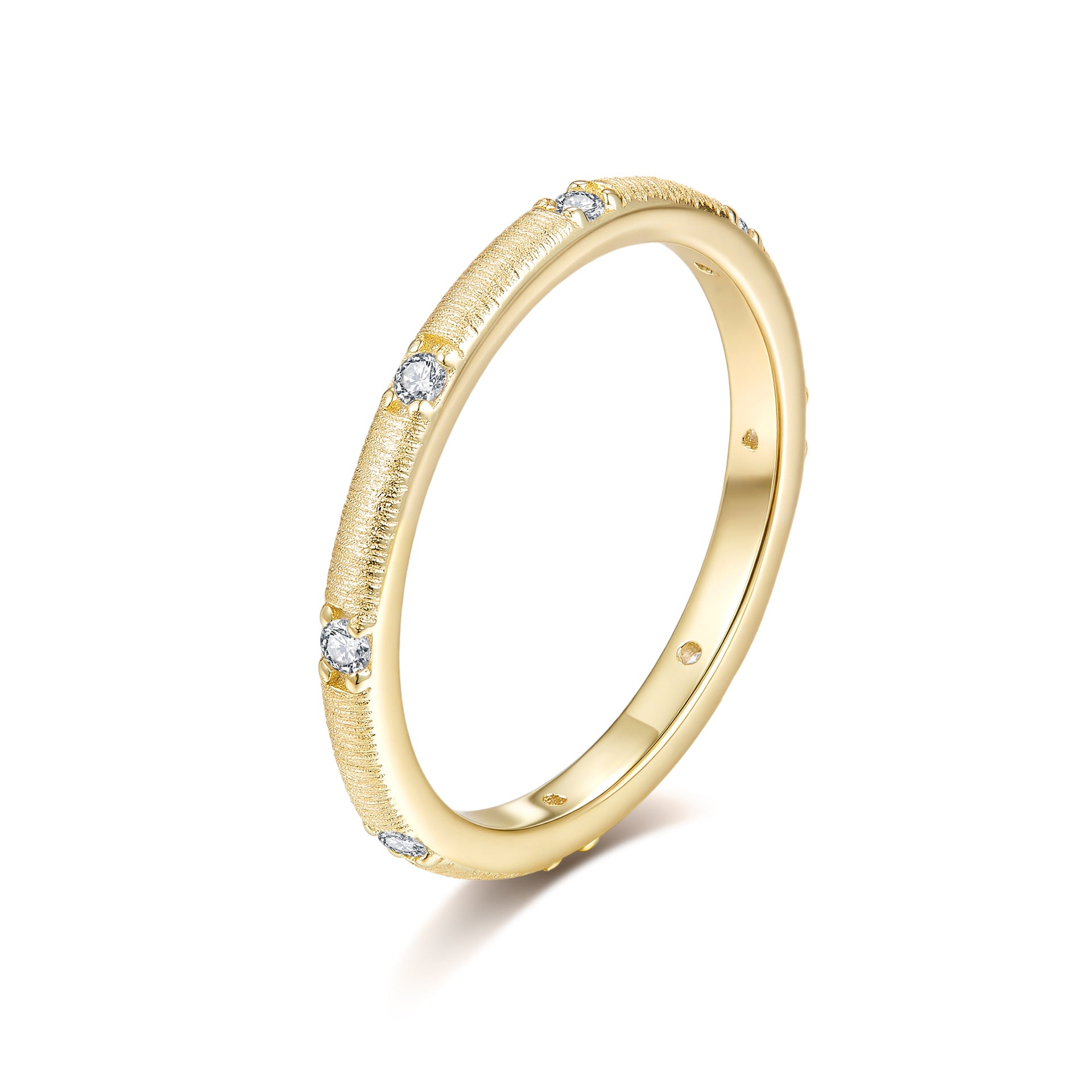 Italian Brushed Minimalist Luxury Moissanite Ring in 14K Gold Plated 925 Silver | Moisse & Silver Co. | #1 - Moisse & Silver Co.