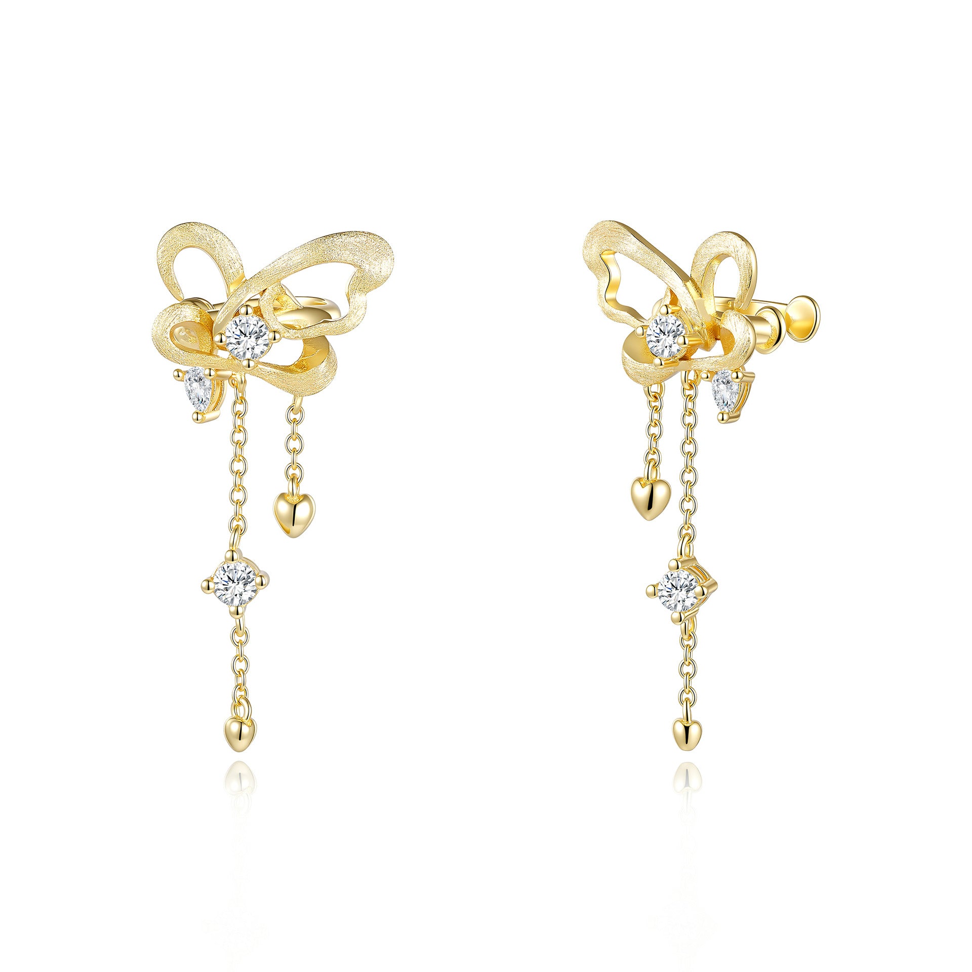 Italian Brushed Moissanite Earrings - 14K Gold Plated 925 Sterling Silver | MS-G96 in 14K Gold Plated 925 Silver | Moisse & Silver Co. - Moisse & Silver Co.