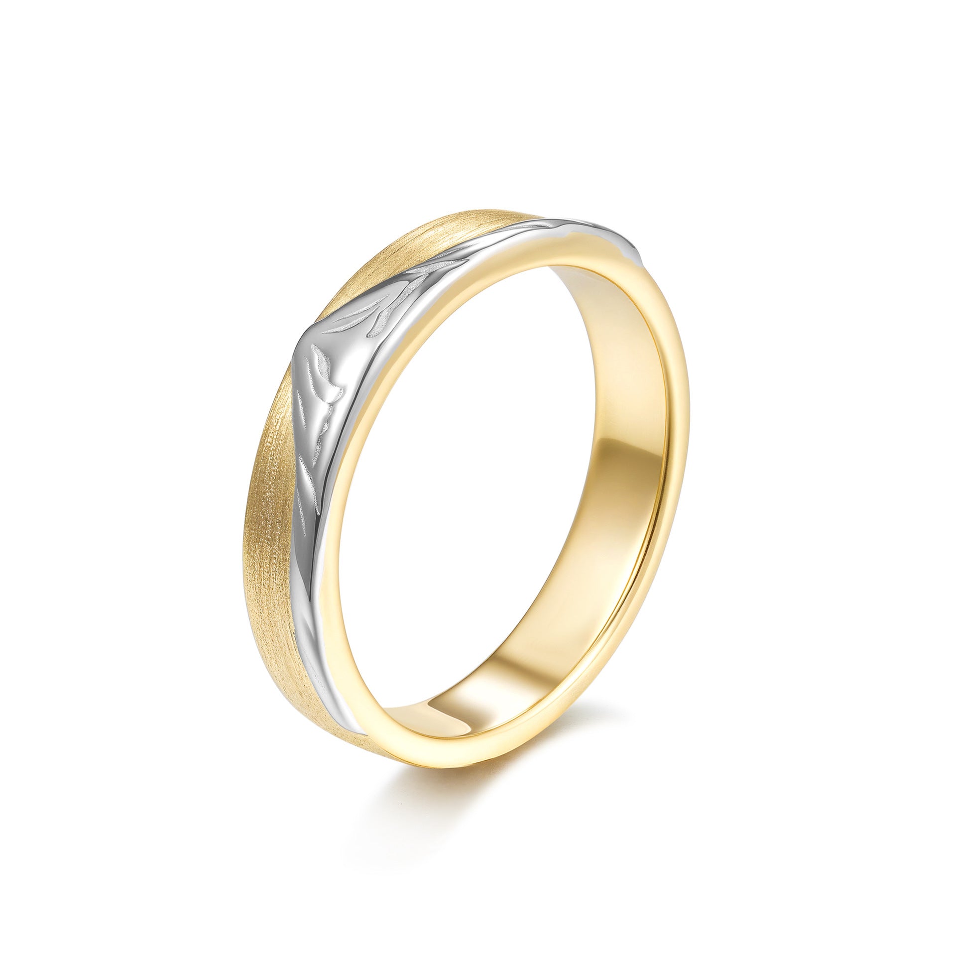Italian Brushed Moissanite Ring in 14K Gold Plated 925 Silver | Moisse & Silver Co. | #46 - Moisse & Silver Co.
