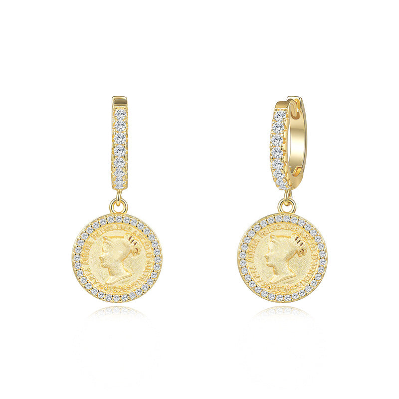 Italian Brushed Luxury Moissanite Earrings - 14K Gold Plated 925 Sterling Silver | MS-G124 in 14K Gold Plated 925 Silver | Moisse & Silver Co. - Moisse & Silver Co.