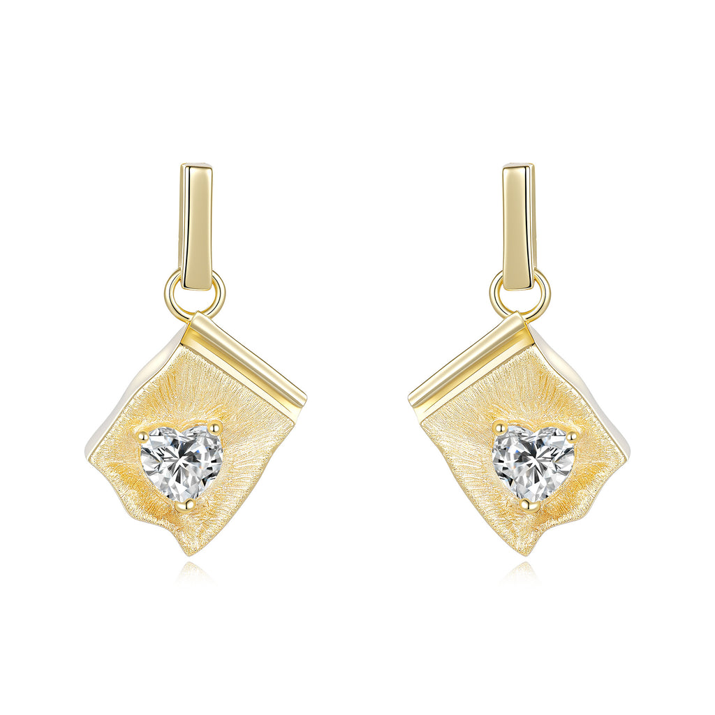 Italian Brushed Pear Cut Moissanite Necklace in 14K Gold Plated 925 Silver | Moisse & Silver Co. | #83 - Moisse & Silver Co.