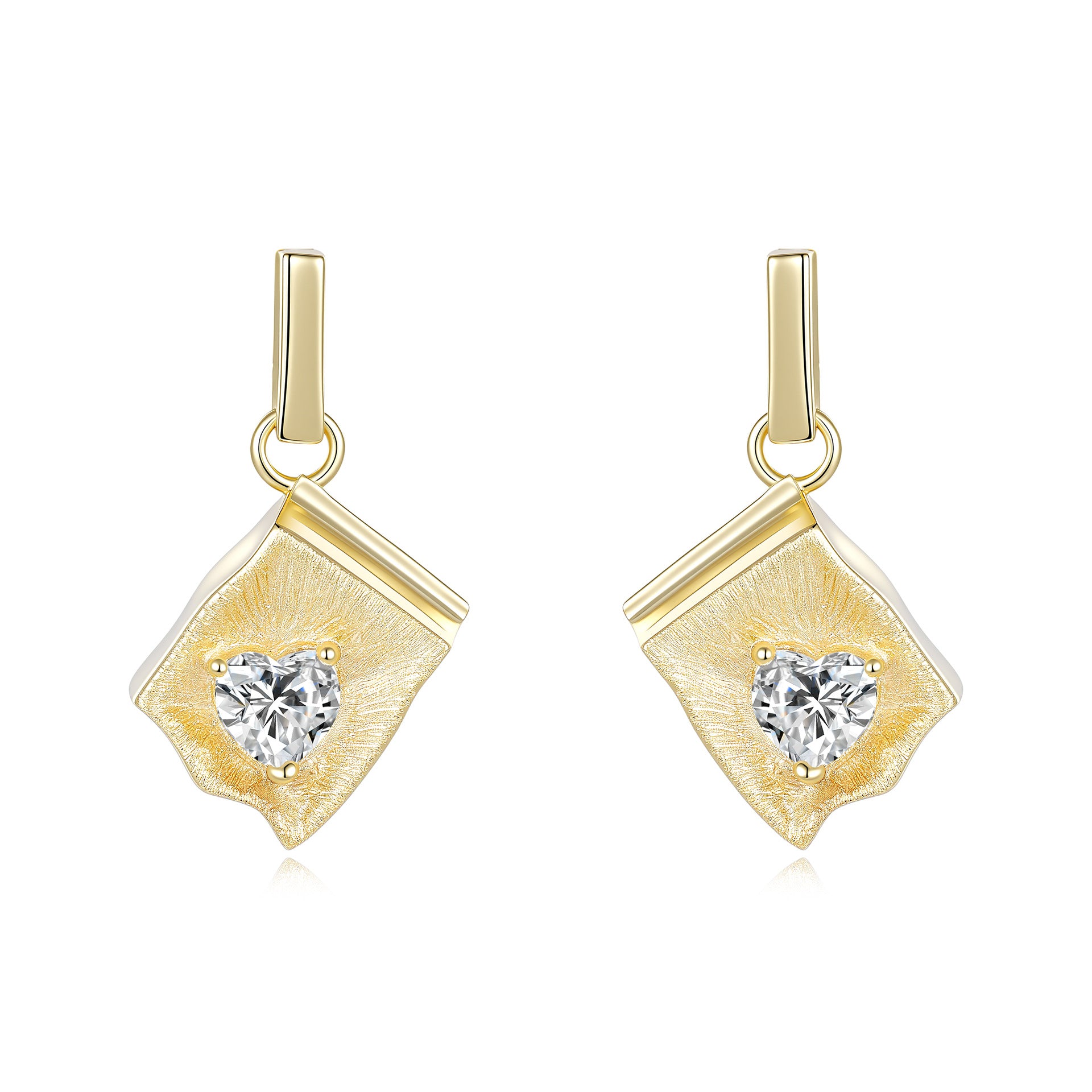 Italian Brushed Pear Cut Moissanite Necklace in 14K Gold Plated 925 Silver | Moisse & Silver Co. | #83 - Moisse & Silver Co.