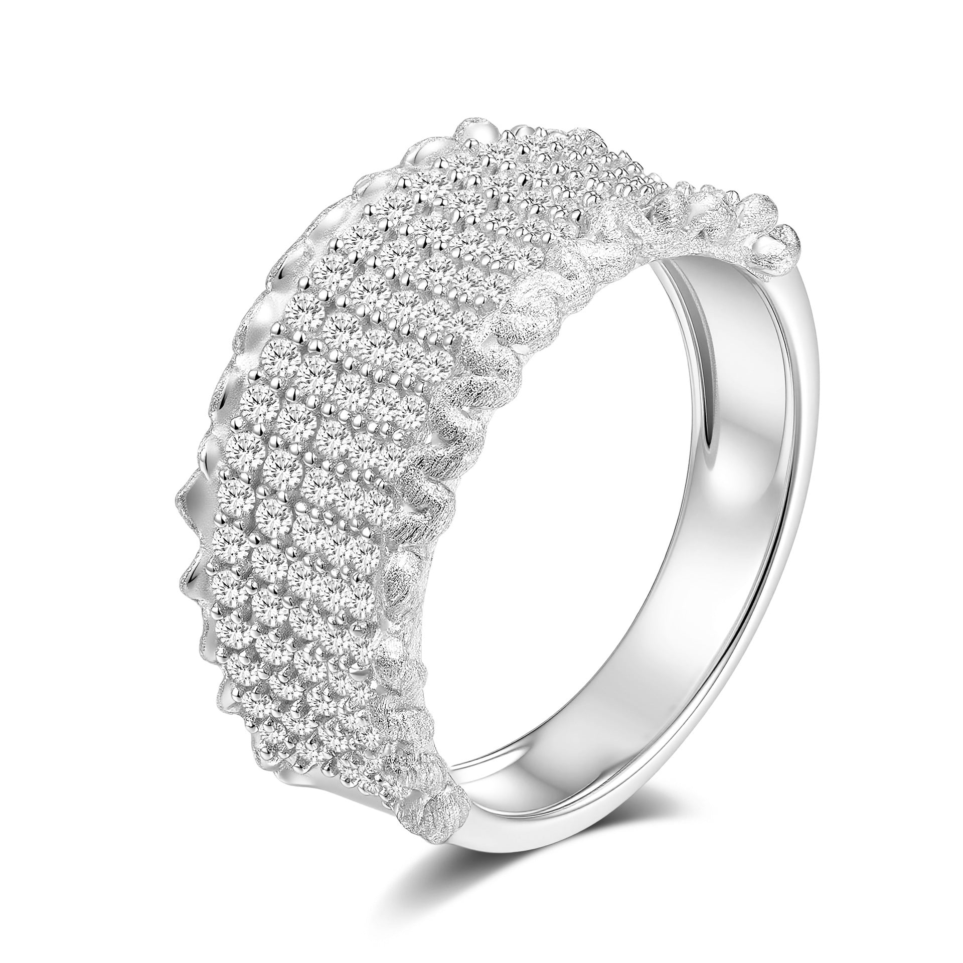 Moissanite Rigato Brushed 925 Sterling Silver 18K Gold Vermeil Ring | Vintage Luxury