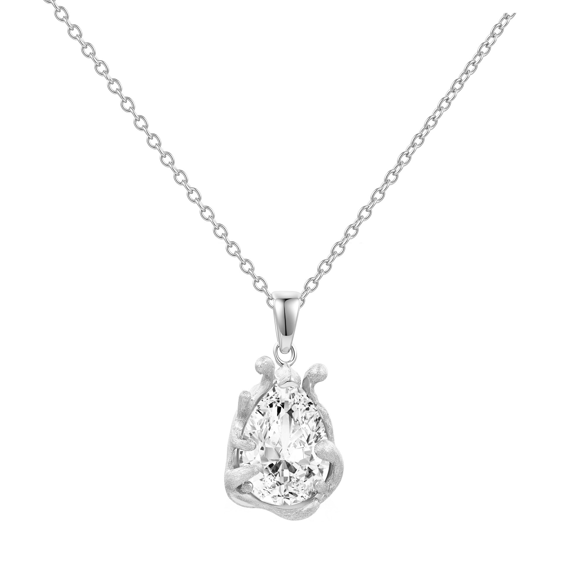 Moissanite Rigato Brushed 925 Sterling Silver Necklace | Vintage Luxury