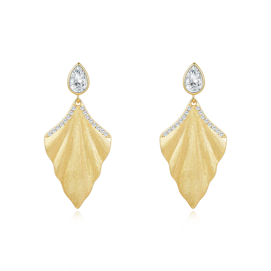 Italian Brushed Vintage Minimalist Luxury Moissanite Earrings - 14K Gold Plated 925 Sterling Silver | MS-G128 in 14K Gold Plated 925 Silver | Moisse & Silver Co. - Moisse & Silver Co.