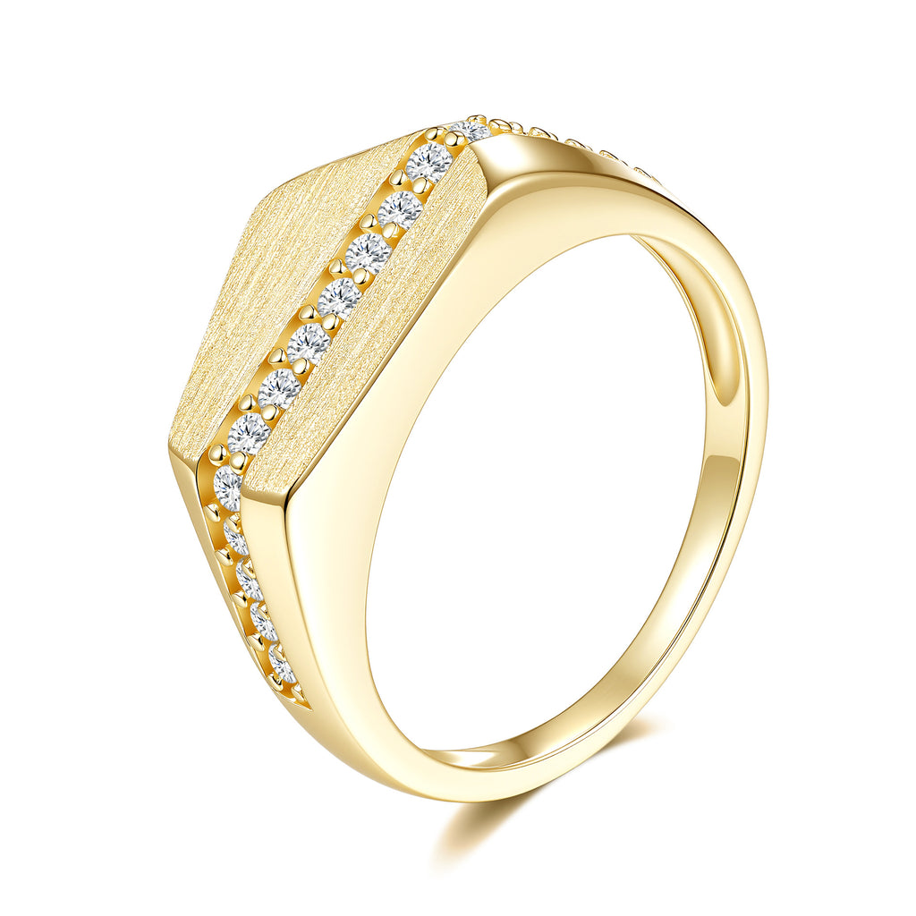 Moissanite Rigato Brushed 925 Sterling Silver Ring | Vintage Luxury