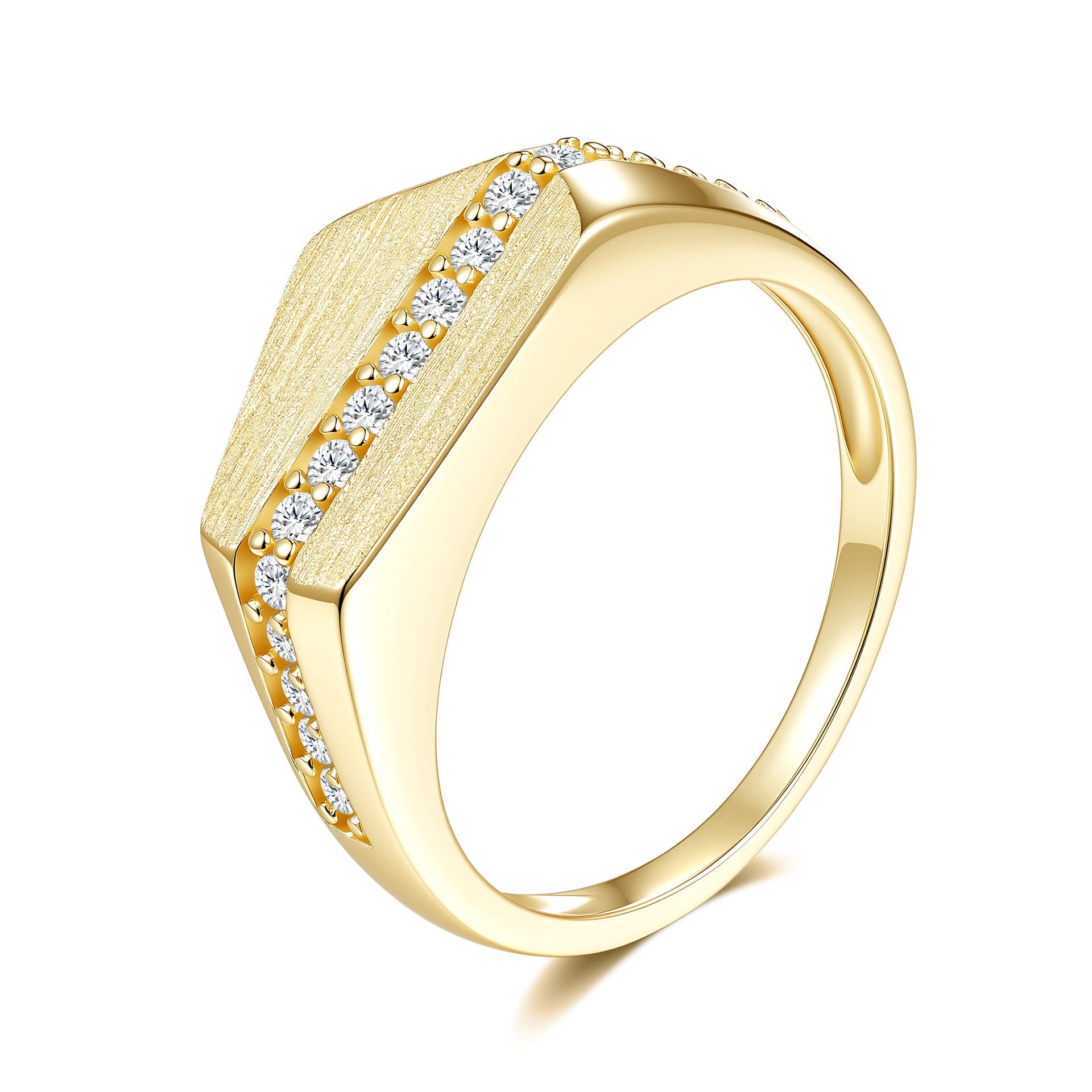 Moissanite Rigato Brushed 925 Sterling Silver Ring | Vintage Luxury