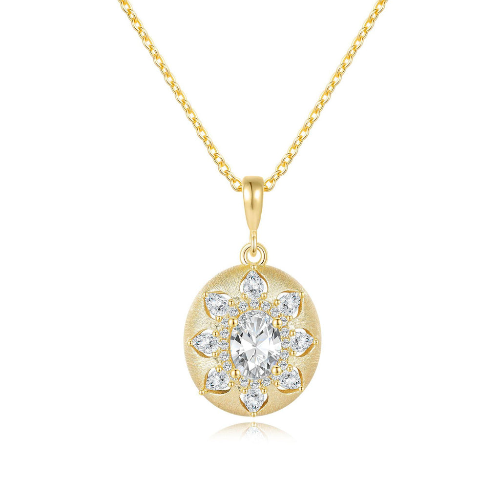 Italian Brushed Minimalist Luxury Moissanite Necklace in 14K Gold Plated 925 Silver | Moisse & Silver Co. | #45 - Moisse & Silver Co.