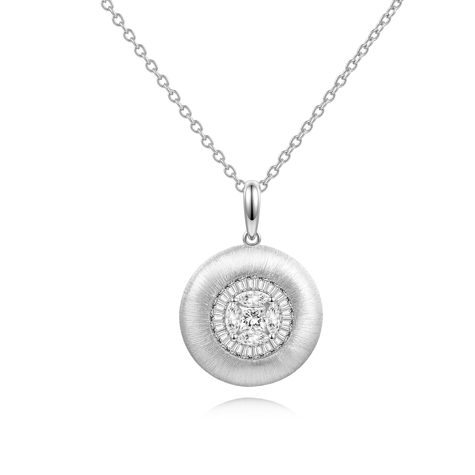 Moissanite Rigato Brushed 925 Sterling Silver 18K Gold Vermeil Necklace | Vintage Luxury