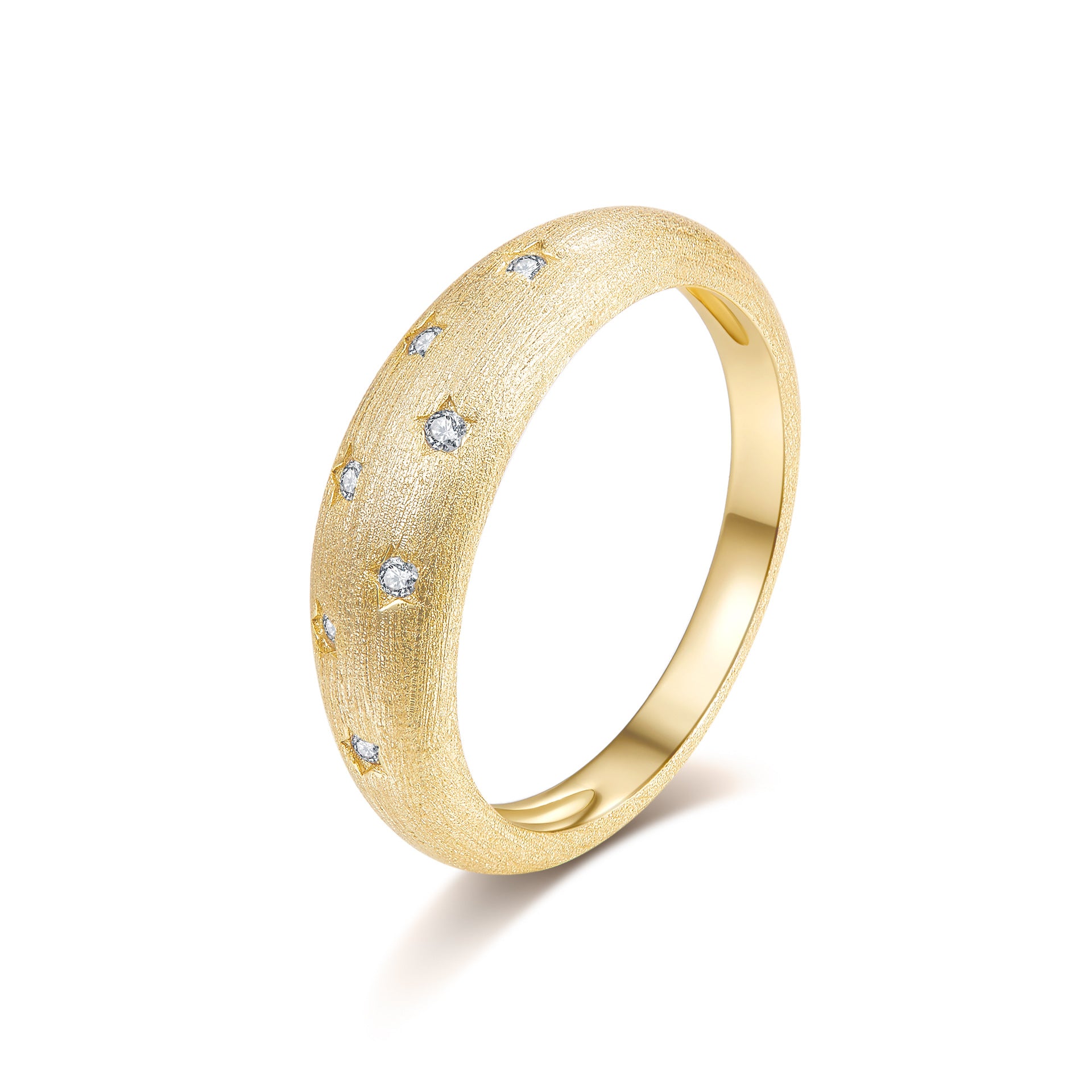 Starry Night Italian Brushed Moissanite Ring 14K Gold in 14K Gold Plated 925 Silver | Moisse & Silver Co. - Moisse & Silver Co.