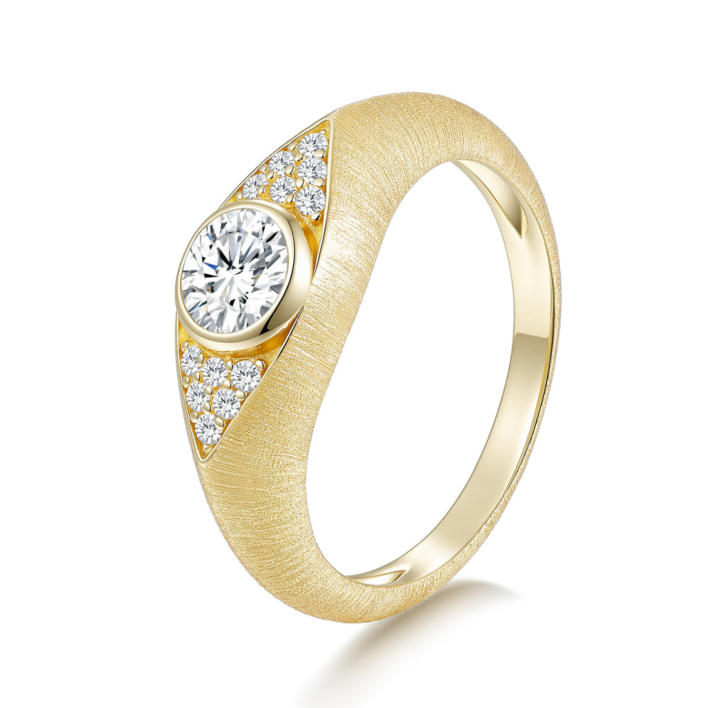 Italian Brushed Luxury Moissanite Ring in 14K Gold Plated 925 Silver | Moisse & Silver Co. | #133 - Moisse & Silver Co.