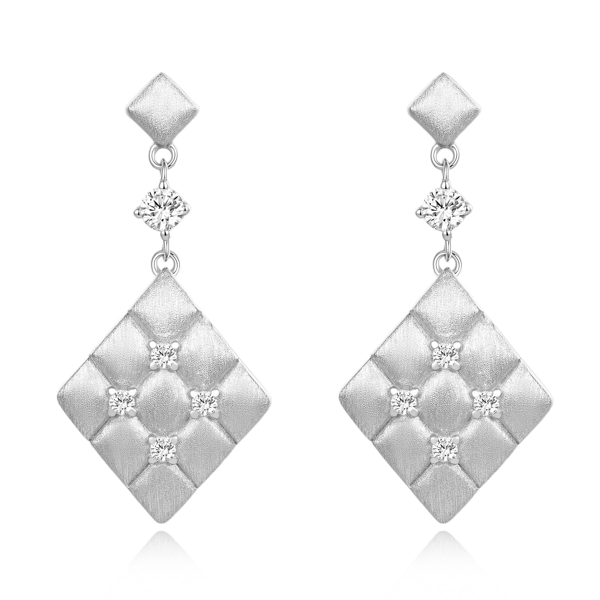 Moissanite Rigato Brushed 925 Sterling Silver Earrings | Vintage Luxury