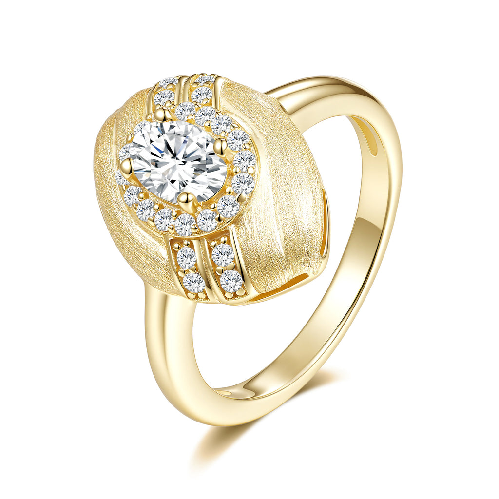 Moissanite Rigato Brushed 925 Sterling Silver Ring | Vintage Luxury