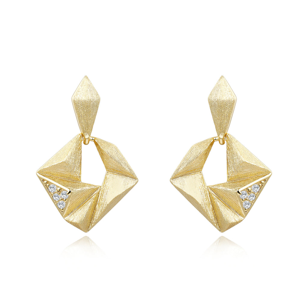 Moissanite Rigato Brushed 925 Sterling Silver Earrings | Vintage Luxury
